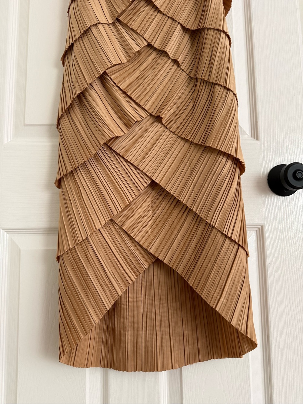 Cult Gaia Patrizia Halter Tiered Pleated Midi Dress Tierra Gold - Picture 5 of 13